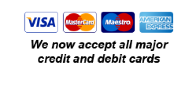 We now accept all major credit and debit cards